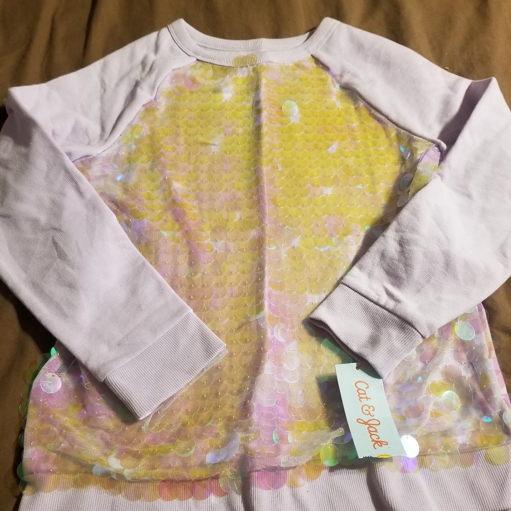 Girls Lavender Sequin Sweatshirt